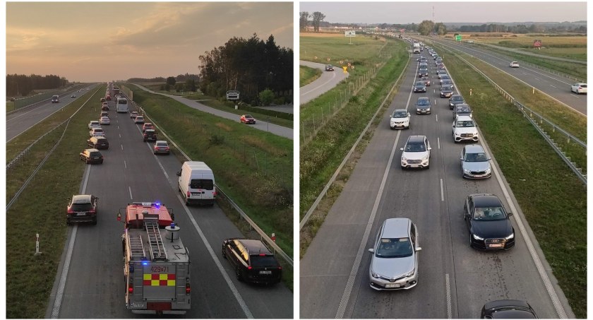 Zdjęcie: Tak wyglądał korytarz życia utworzony przez kierowców po kolizji na S17