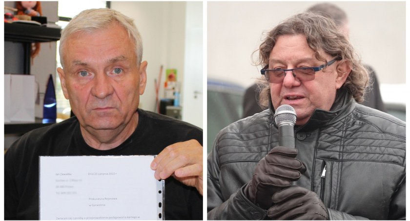 Zdjęcie: Jan Zawadka (z lewej) zaznacza, że żąda odwołania dyrektora szpitala w imieniu wszystkich poszkodowanych pacjentów
