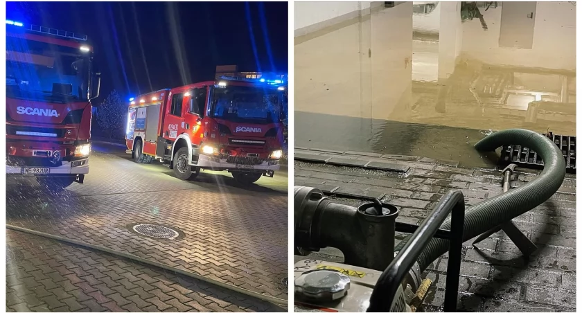 Zdjęcie: Strażacy pompowali wodę z zalanego starostwa