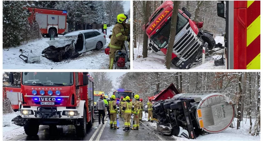 Zdjęcie: Wypadek był poważny. Osobówka zderzyła się z cysterną Fot. OSP Chromin