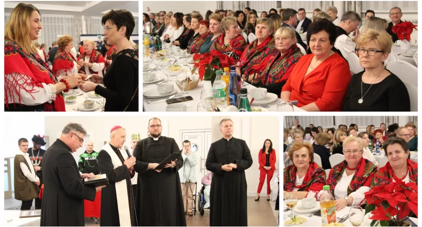 Zdjęcie: W spotkaniu opłatkowym KGW z terenu powiatu wzięli udział m.in. duszpasterz diecezjalny KGW ks. Grzegorz Suwała i biskup Grzegorz Suchodolski