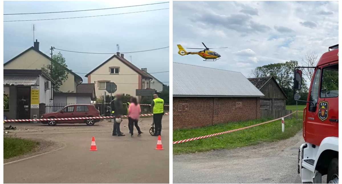 Wypadki drogowe , Poważny wypadek udziałem motocyklisty osoby szpitalu - zdjęcie, fotografia