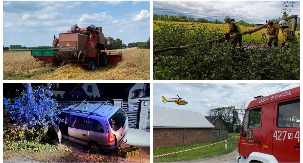 Pożary - interwencje straży, Pożar kombajnu wypadki zdarzenia Strażacka kronika Garwolinie - zdjęcie, fotografia