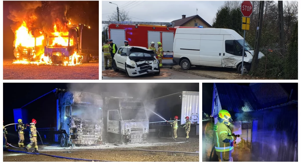 Pożary - interwencje straży, tydzień spłonęły ciężarówki osobówka budynki Strażacka kronika Garwolin - zdjęcie, fotografia