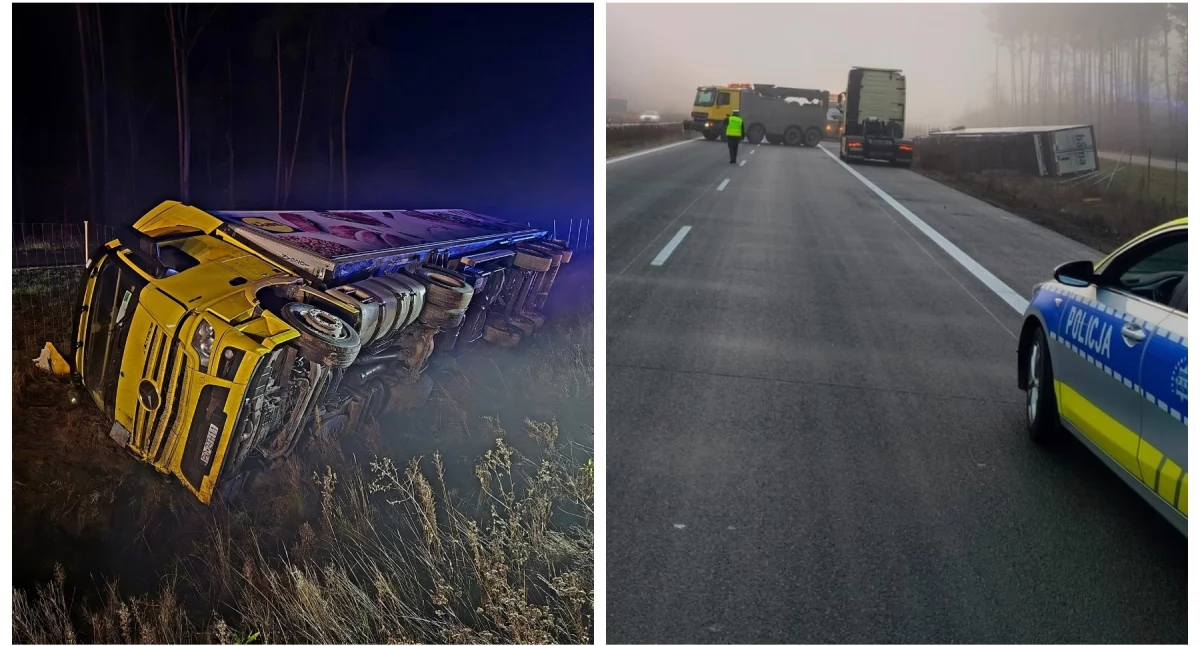 Wypadki drogowe , Ciężarówka wjechała Korki wyciąganiu pojazdu były ogromne - zdjęcie, fotografia
