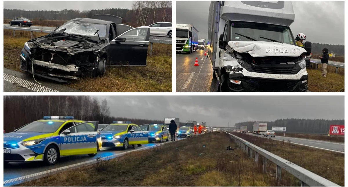 Wypadki drogowe , Wypadek granicy powiatów Poważne utrudnienia kierowców - zdjęcie, fotografia