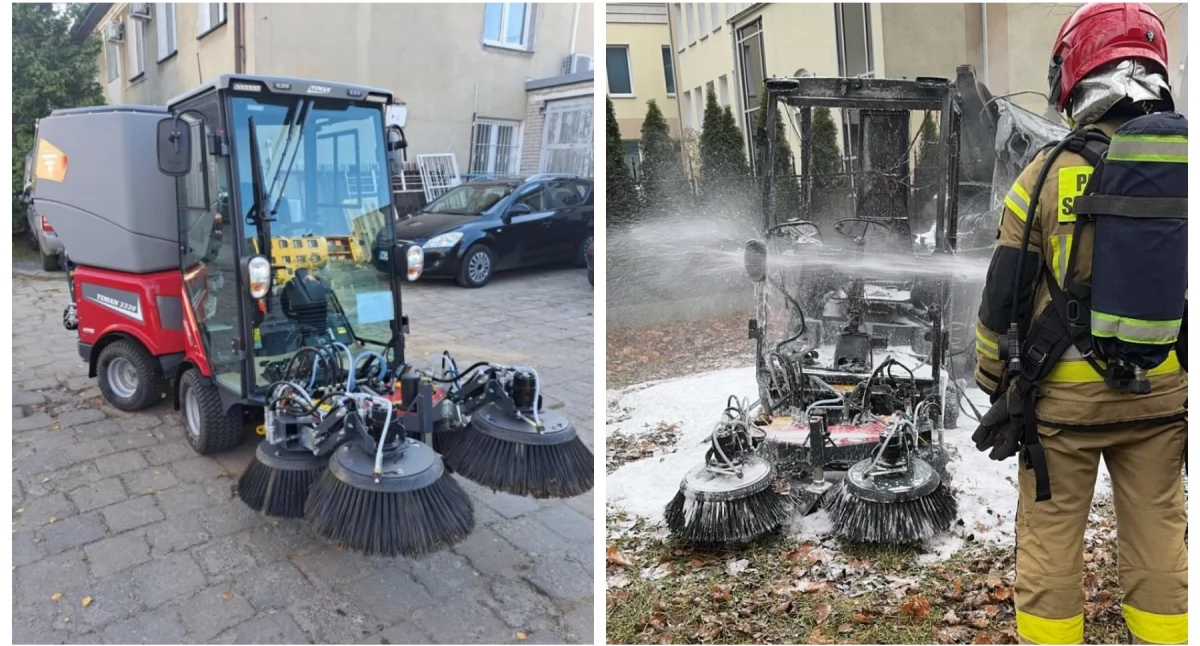 Pożary - interwencje straży, Spłonęła zamiatarka - zdjęcie, fotografia