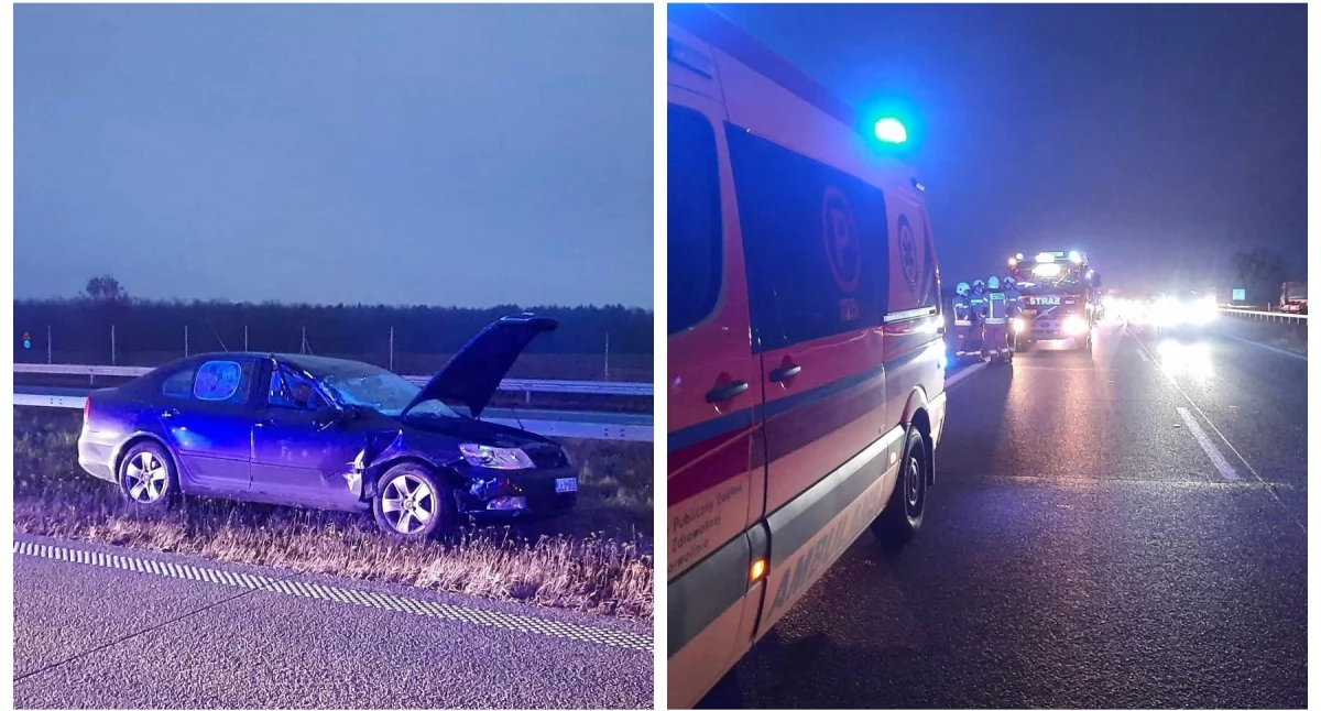 Wypadki drogowe , Kolizja Skoda wjechała ciężarówki - zdjęcie, fotografia