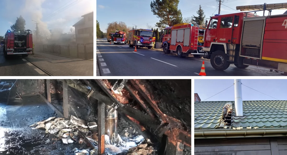 Pożary - interwencje straży, Ogień pojawił poddaszu - zdjęcie, fotografia
