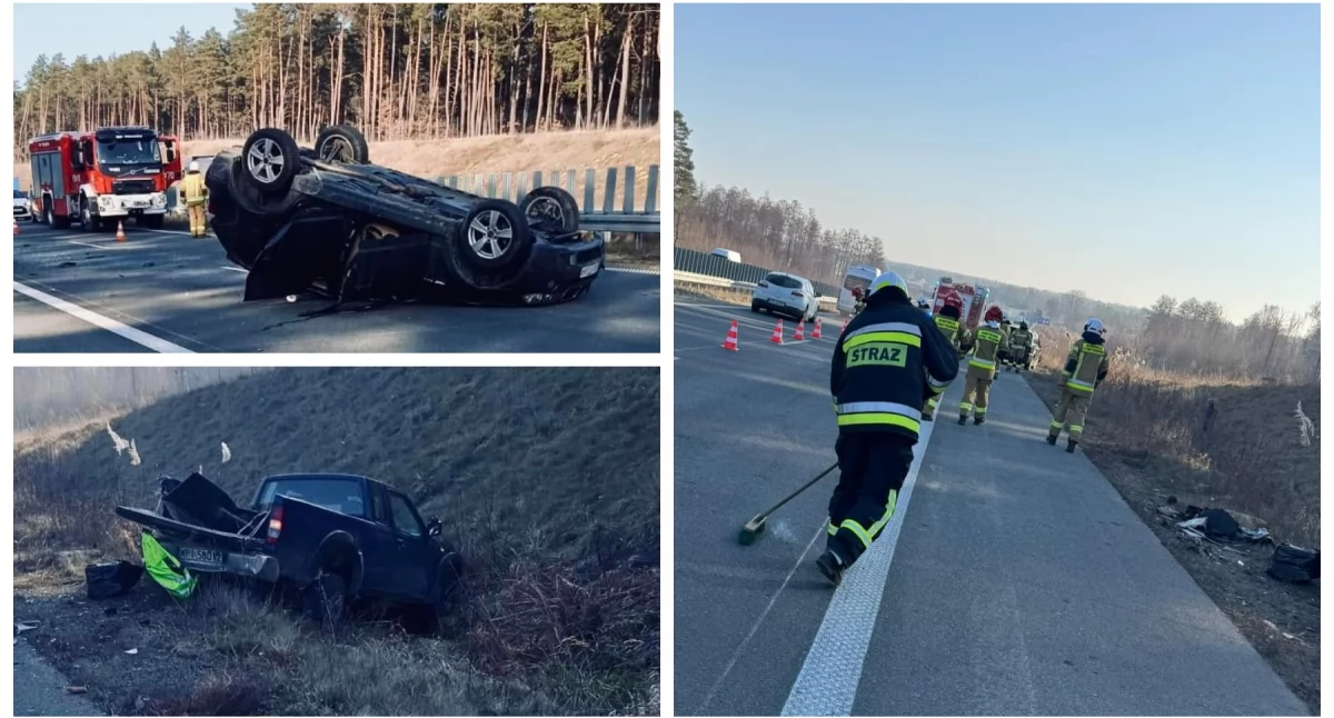 Wypadki drogowe , Poważna kolizja trasie Zmęczony kierowca zasnął - zdjęcie, fotografia