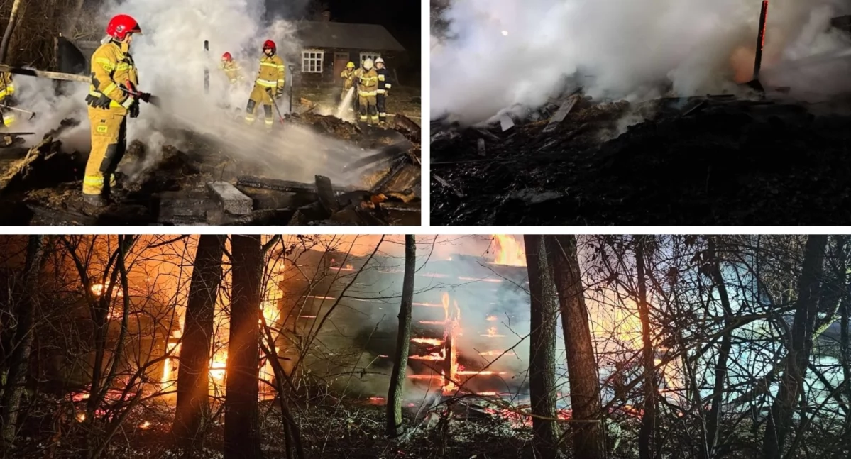 Pożary - interwencje straży, Spłonął budynek gospodarczy - zdjęcie, fotografia