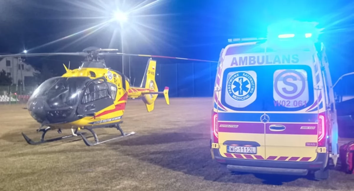 Pożary - interwencje straży, Wypadek reanimacja mężczyzny - zdjęcie, fotografia