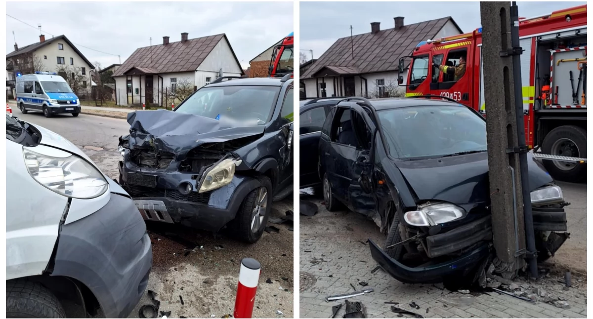 Wypadki drogowe , Poważny wypadek skrzyżowaniu zderzyły samochody - zdjęcie, fotografia