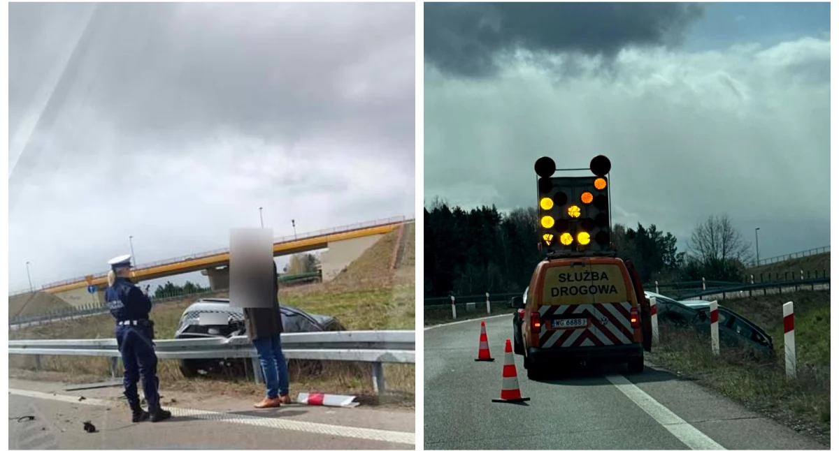 Wypadki drogowe , Stracił panowanie pojazdem rowie - zdjęcie, fotografia
