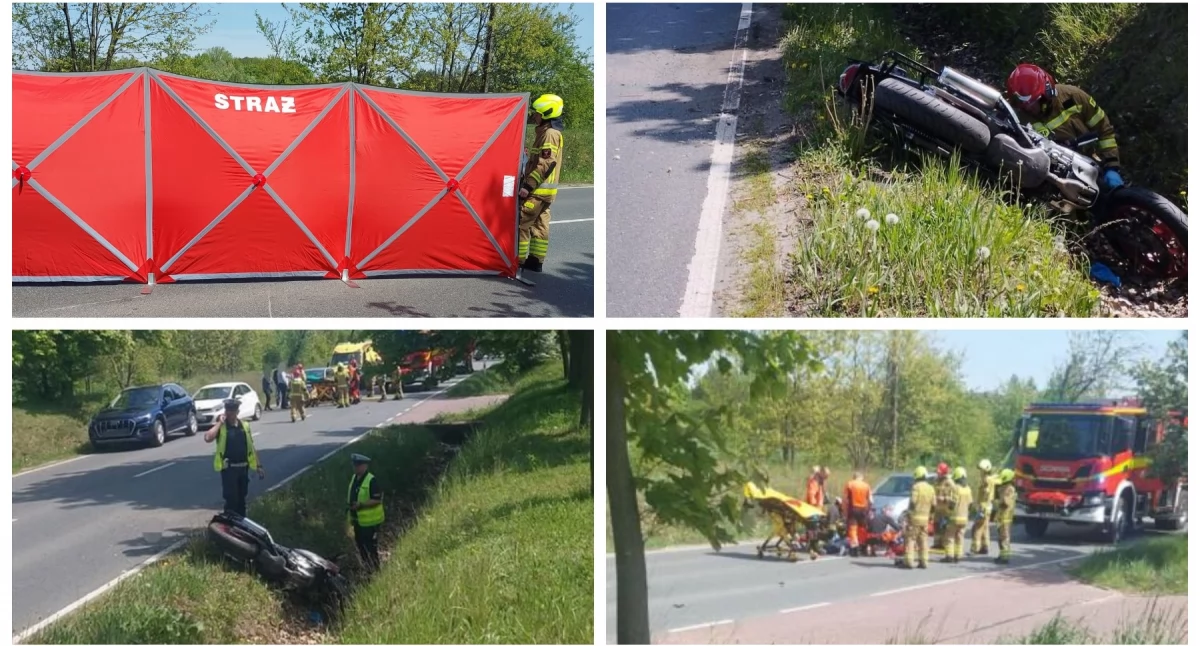 Wypadki drogowe , żyje motocyklista który zderzył - zdjęcie, fotografia