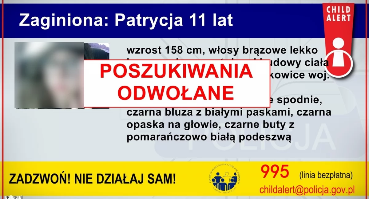 Komunikaty policji , Child alert odwołany Zaginiona latka odnaleziona - zdjęcie, fotografia