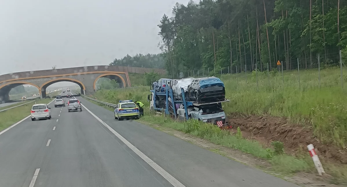 Wypadki drogowe , Ciężarówka przewożąca rowie Ukraiński kierowca zasnął - zdjęcie, fotografia