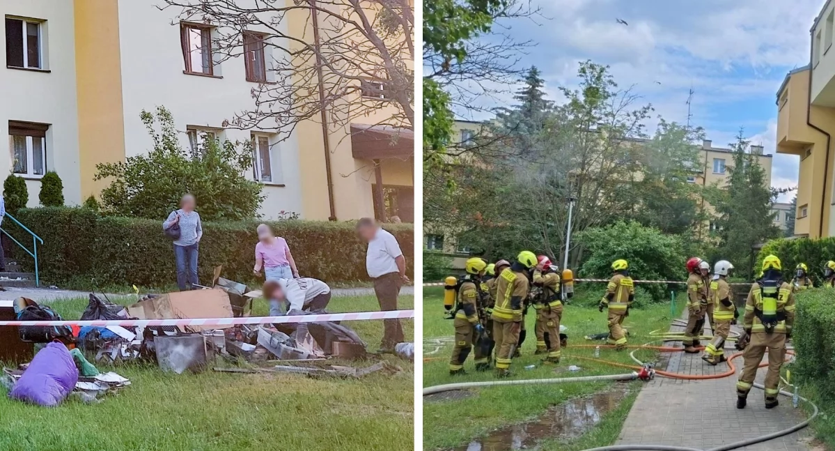 Pożary - interwencje straży, Pożar bloku Ewakuowano mieszkańców - zdjęcie, fotografia