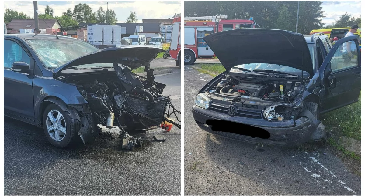 Wypadki drogowe , Poważne uszkodzenia pojazdów kolizji skrzyżowaniu! rozwiązałoby problem - zdjęcie, fotografia