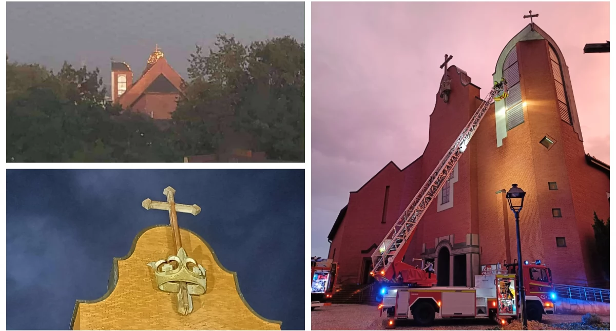 Pożary - interwencje straży, kościół Przyjechało zastępów straży Alarm fałszywy - zdjęcie, fotografia