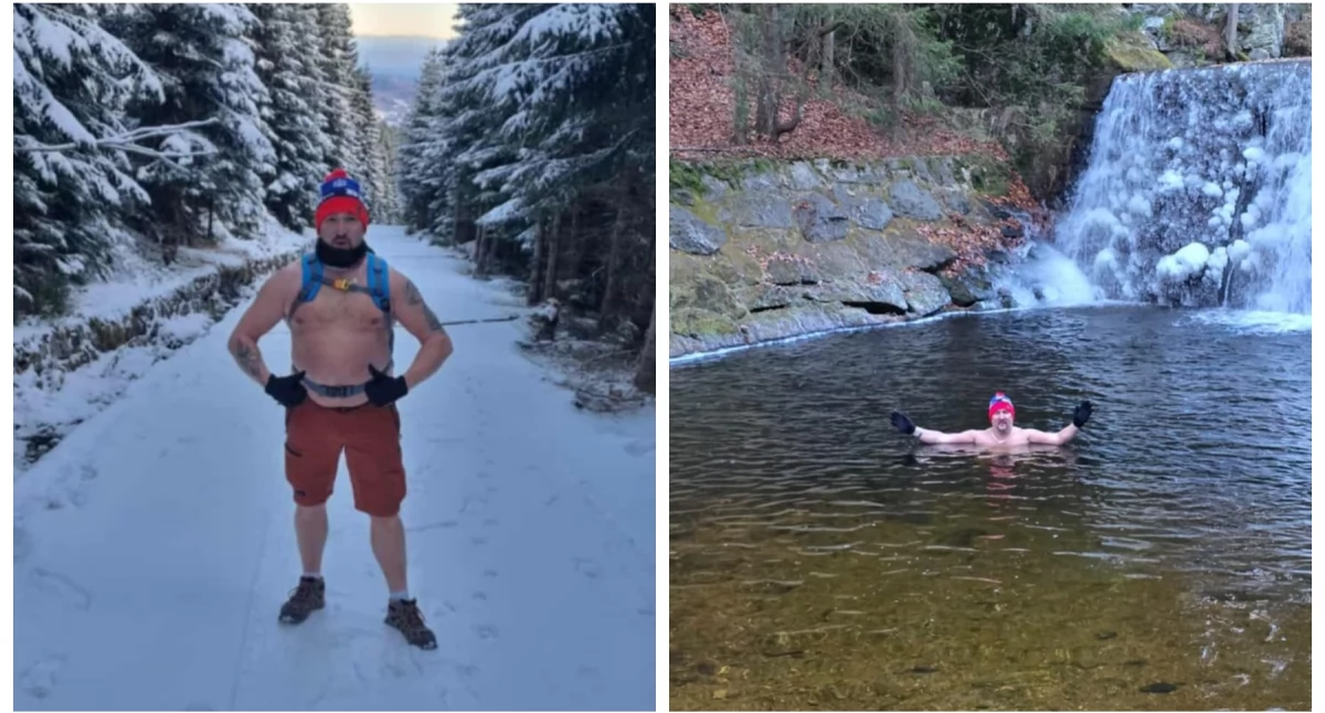 Hart ducha i ciała: Artur Celej podbija zimowe szczyty w krótkich spodenkach!