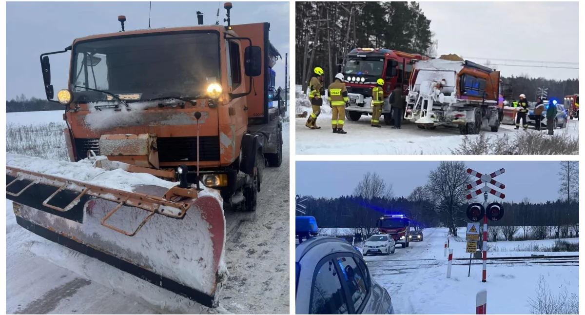 Pożary - interwencje straży, Awaria ciężarówki przejeździe kolejowym Pomogli strażacy - zdjęcie, fotografia