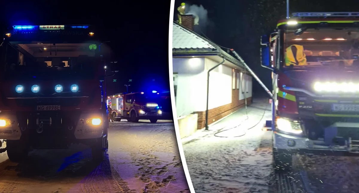 Pożary - interwencje straży, Pożar sadzy Słupie Drugim! Skuteczna akcja strażaków - zdjęcie, fotografia