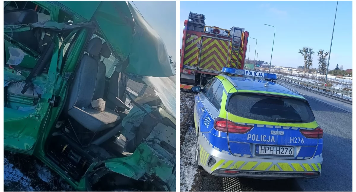 Wypadki drogowe , Groźny wypadek kolizja utrudnienia Zniszczenia poważne! - zdjęcie, fotografia