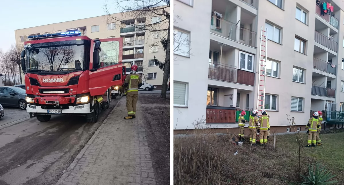 Pożary - interwencje straży, Szybka akcja służb Garwolinie trzeba było wyważyć drzwi - zdjęcie, fotografia