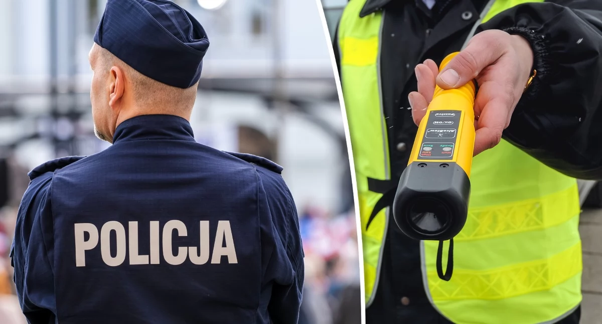 Sprawy kryminalne , Nietrzeźwy dzielnicowy służbie radiowozie kobieta - zdjęcie, fotografia