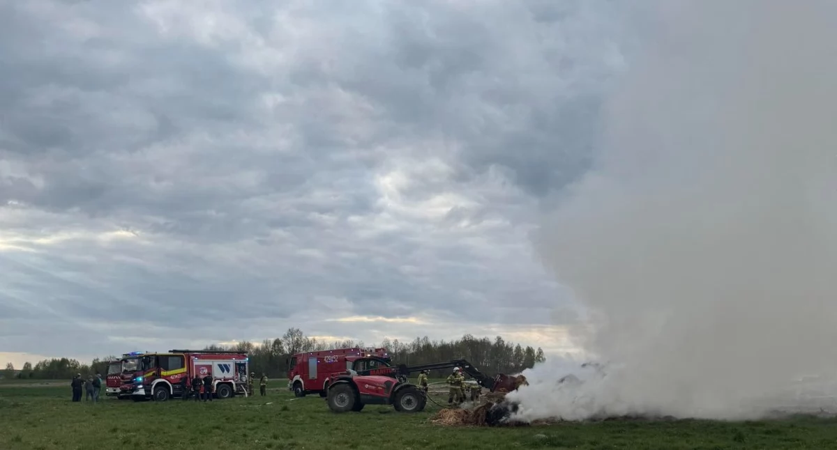 Sprawy kryminalne , Celowe podpalenie słomy Sprawca szybko rękach policji - zdjęcie, fotografia