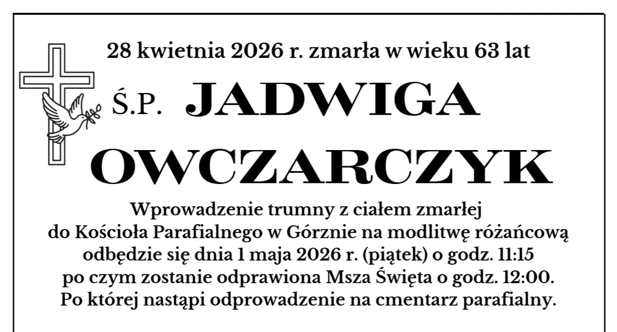 Inne Powiat, Zmarła Jadwiga Owczarczyk wieloletnia nauczycielka „Małego Europejczyka” informacje pogrzebie - zdjęcie, fotografia