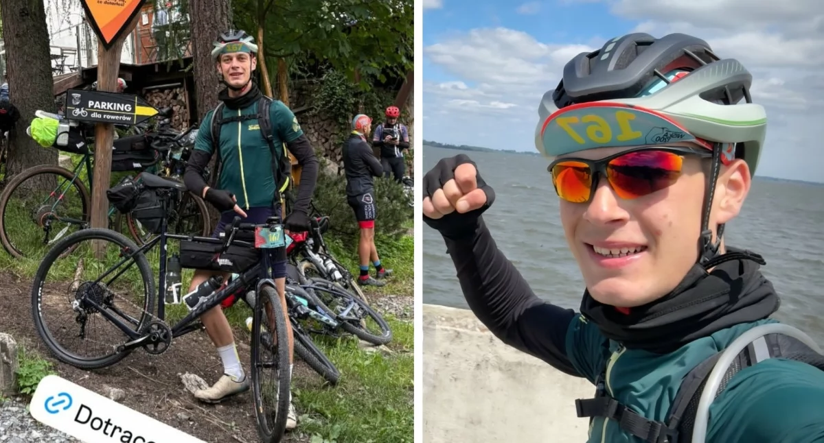Kolarstwo, Damian Łapacz półmetku Wisły kilometrów - zdjęcie, fotografia