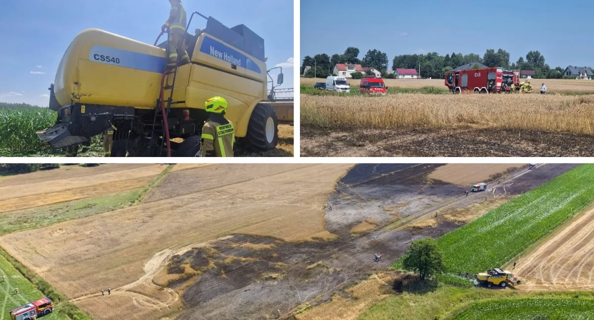 Pożary - interwencje straży, pożaru kombajnu zajęło zbożem - zdjęcie, fotografia