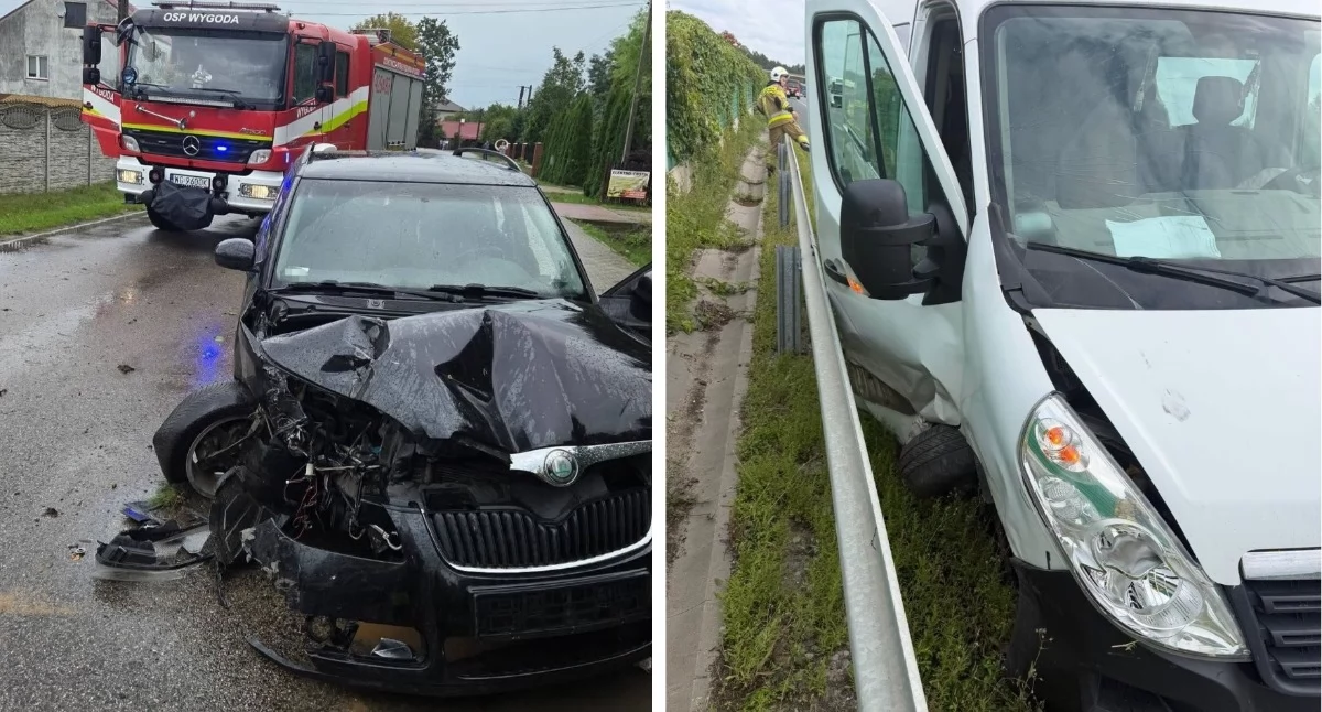 Pożary - interwencje straży, Kolizja wypadnięcie drogi pożar Tydzień kronice Garwolin - zdjęcie, fotografia