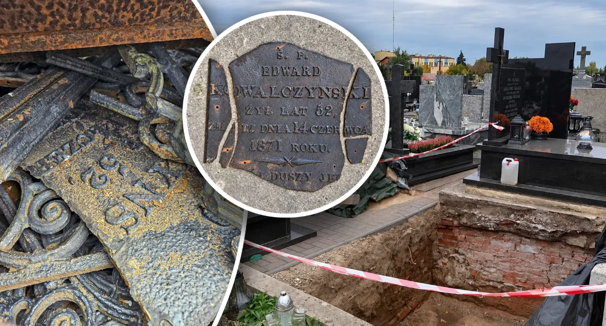 Zdjęcie: Z cmentarza parafialnego w Garwolinie usunięto żeliwny nagrobek Edwarda Kowalczyńskiego, właściciela Rudy Talubskiej, zmarłego 14 czerwca 1871 roku