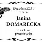  15 grudnia 2025 r. zmarła  Janina Domarecka  z Lewikowa, przeżyła 90 lat 
