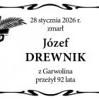  28 stycznia 2026 r. zmarł  J&oacute;zef Drewnik  z Garwolina, przeżył 92 lata 
