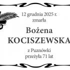  12 grudnia 2025 r. zmarła  Bożena Kociszewska  z Puznówki, przeżyła 71 lat 
