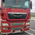 Kontrola ukraińskiego zestawu ciężarowego. Ciągnik siodłowy z naczepą typu wywrotka...