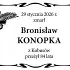  29 stycznia 2026 r. zmarł  Bronisław Konopka  z Kobus&oacute;w, przeżył 84 lata 
