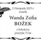  13 listopada 2025 r. zmarła  Wanda Zofia Bożek  z Sobolewa, przeżyła 75...