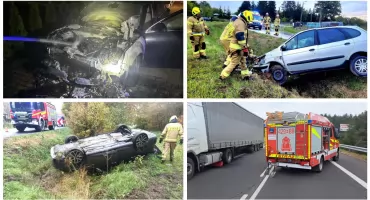 Tydzień interwencji: Strażacy ruszali do wypadków, pożarów aut i sadzy