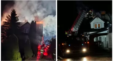 Pożar domu wybuchł wieczorem - Ogień gasiło 10 zastępów straży