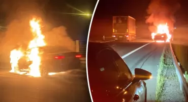 Pijany kierowca porzucił płonące BMW na S17 i uciekał pieszo. Wszystko widziała policjantka