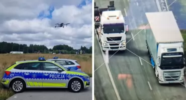 Policyjny dron nad S17 ujawnia kierowców łamiących przepisy